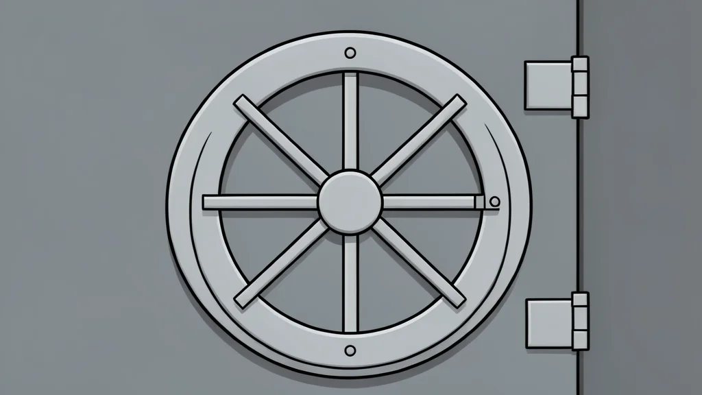 A heavy circular locking mechanism on a secure metal vault door.