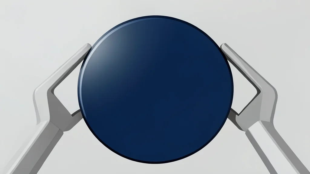 A polished silicon wafer resting on a clean white surface