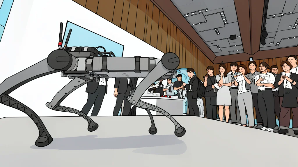 A sleek, white humanoid robot standing on a polished concrete floor in a modern industrial warehouse