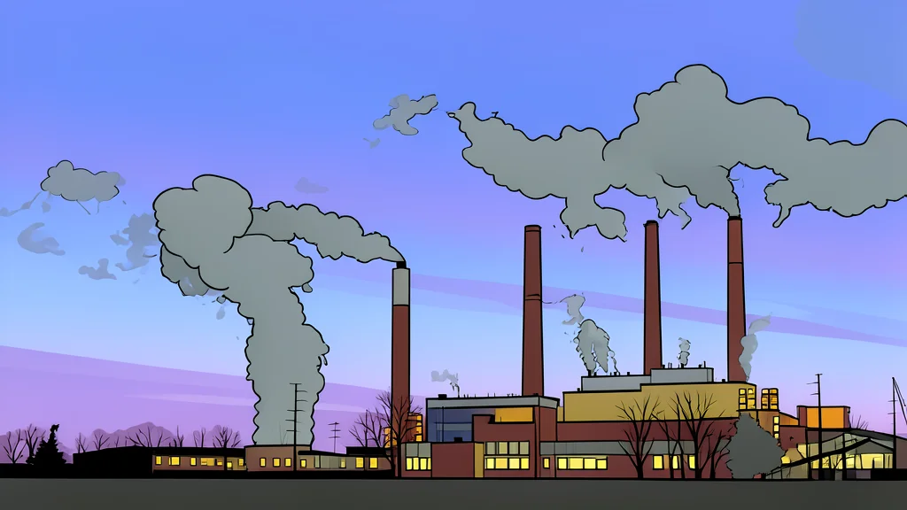 A large industrial cooling tower standing against a clear sky