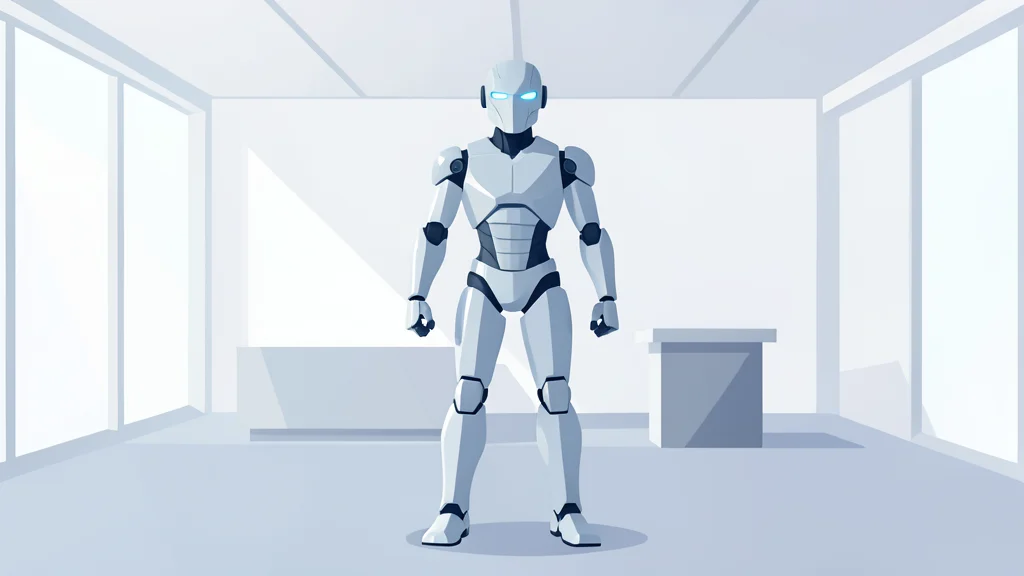 A sleek, bipedal humanoid robot standing in a modern conference hall