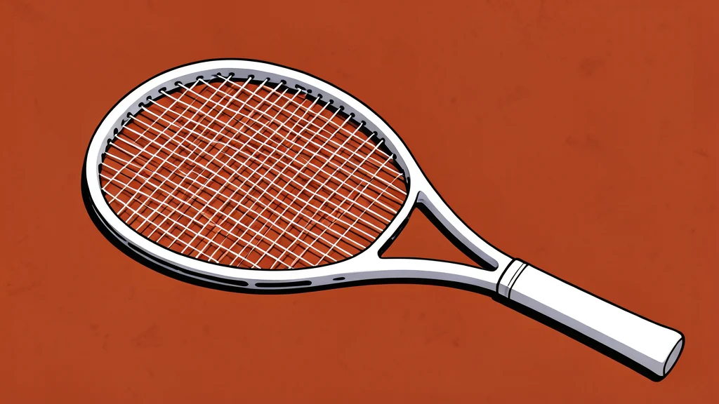 A pair of white tennis shoes resting on a red clay court surface.