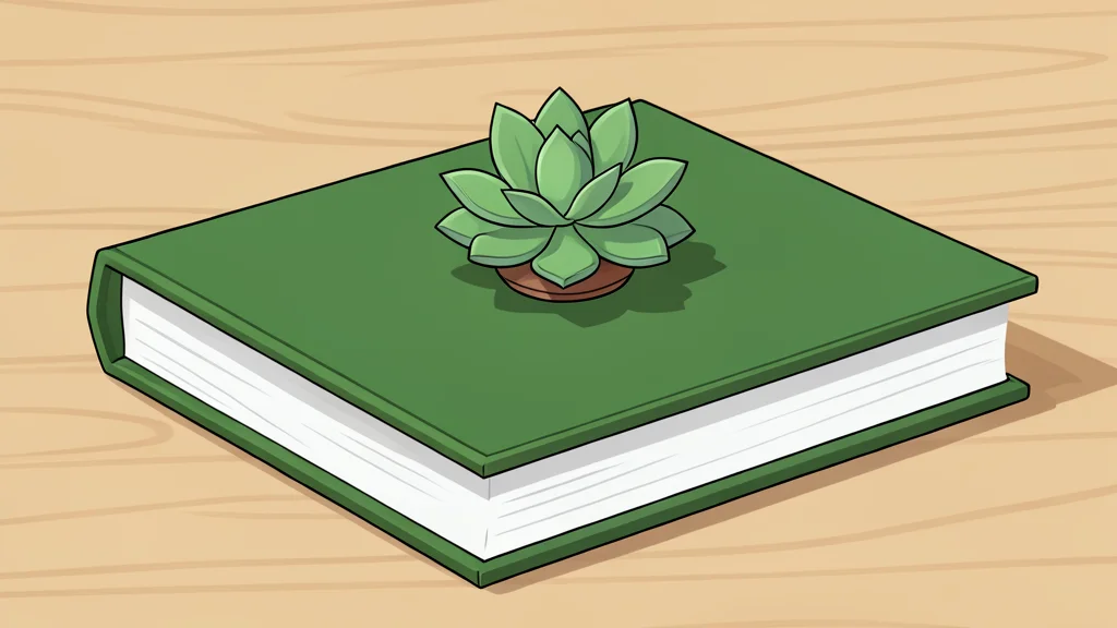 A flat vector illustration of a green potted plant on a wooden desk.