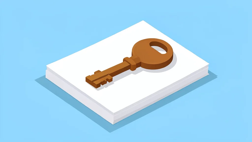 A wooden house key resting on a stack of paper documents