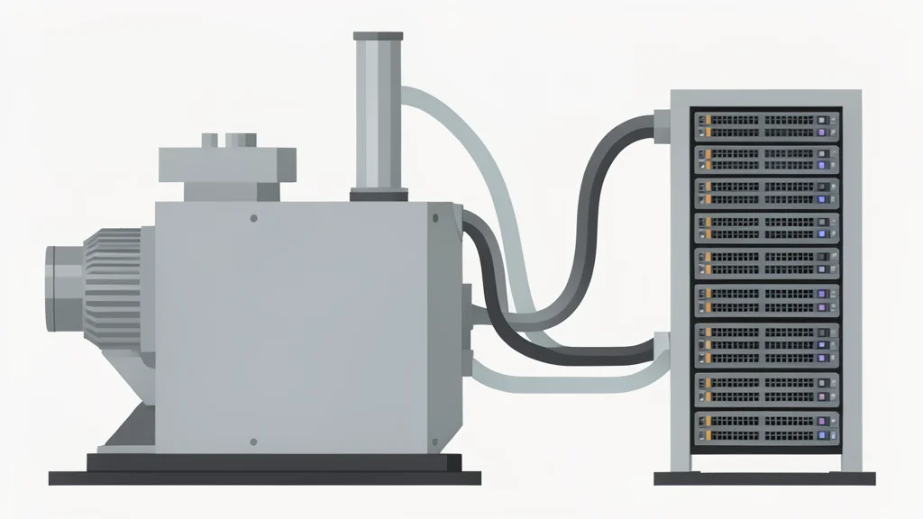 A large industrial generator unit connected to a server rack in a data center