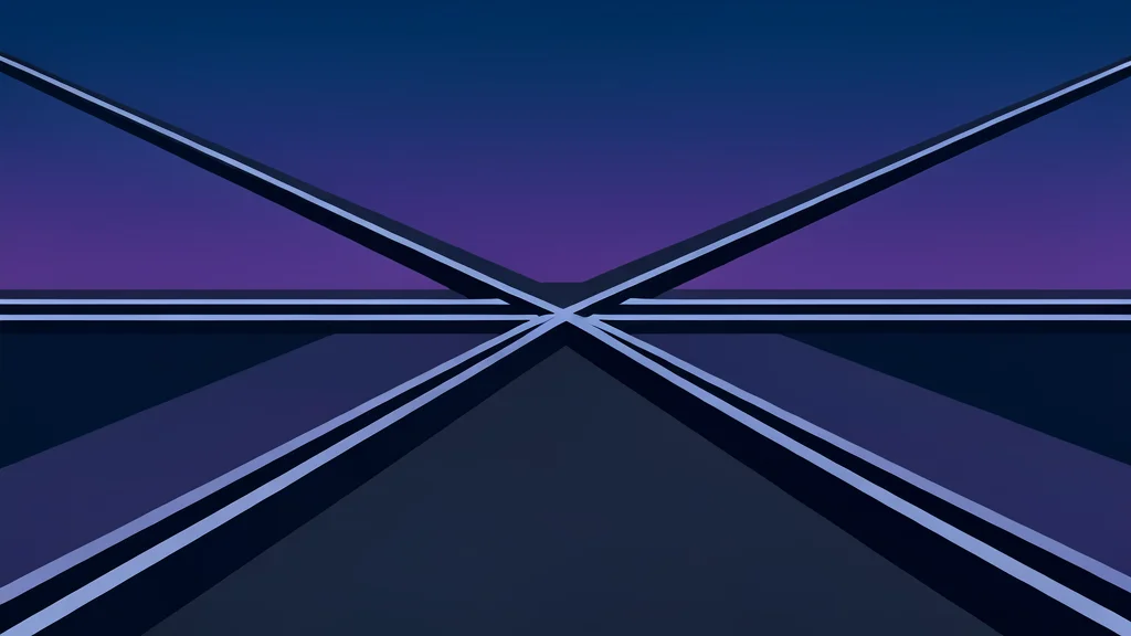 A complex network of railway tracks converging at a junction under a twilight sky