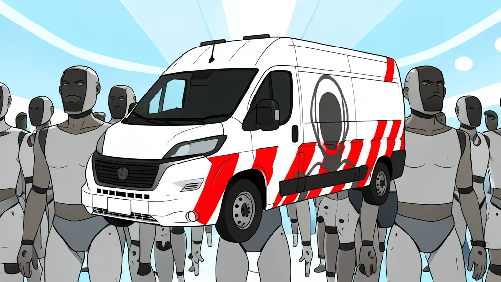 A white van with a red cross symbol on the side, parked on a city street