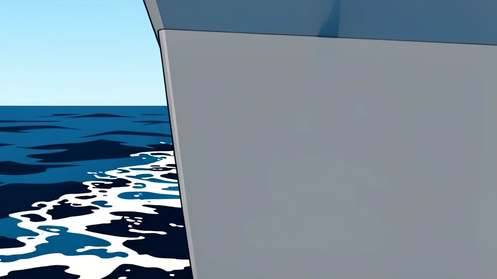 A wide vector illustration of a strategic strait with shipping lanes and distant coastal fortifications.