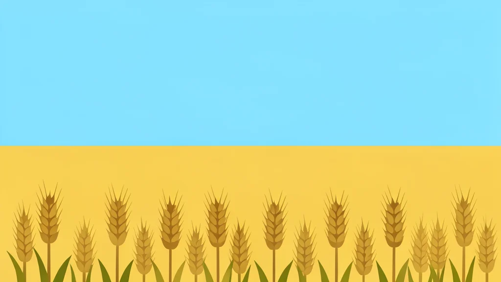 A wide expanse of golden wheat fields stretching toward the horizon under a clear sky