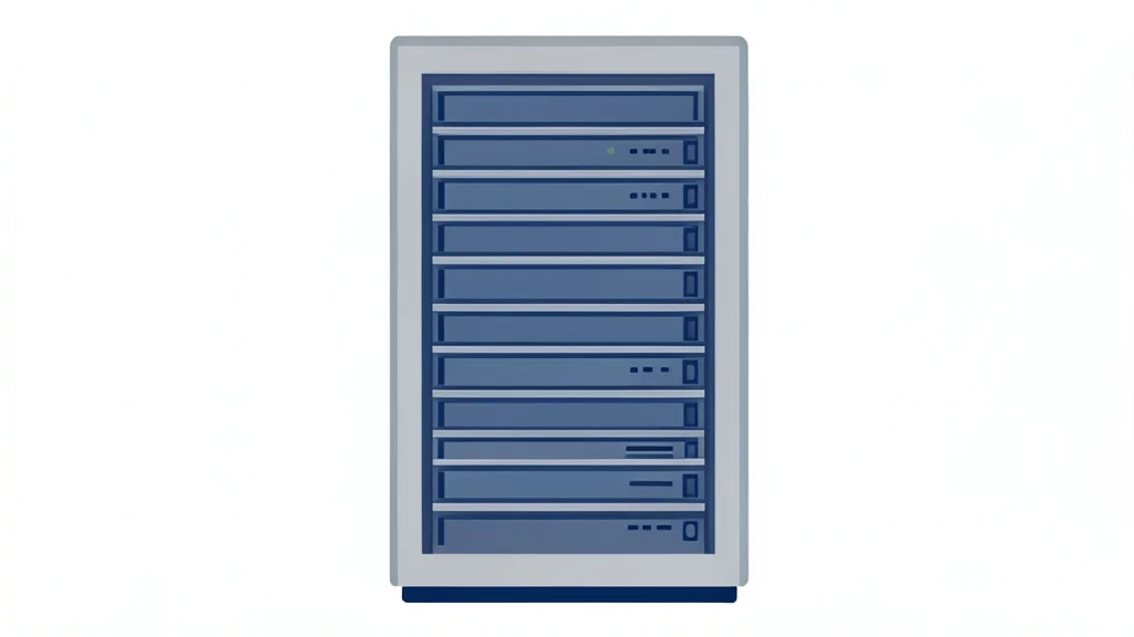 A stylized vector illustration of a server rack in a data center.