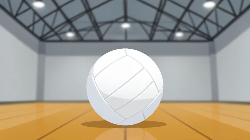 A stylized vector illustration of an indoor sports arena with a polished wooden floor and a high ceiling, featuring abstract silhouettes of athletes in motion.