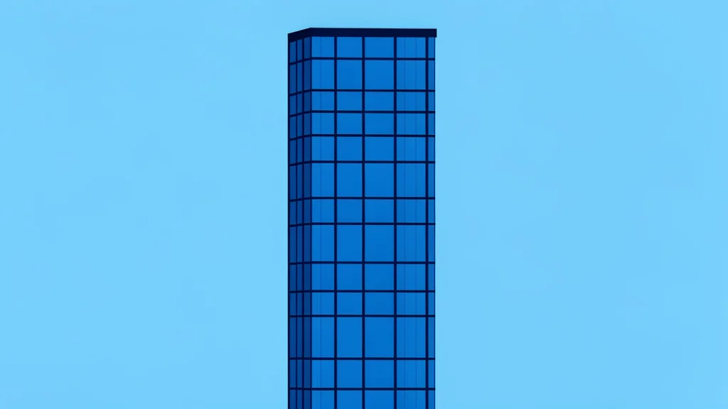 A large, modern glass skyscraper standing against a clear sky