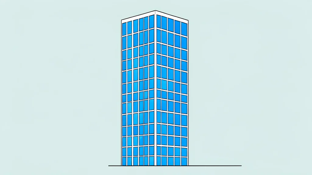 A modern glass skyscraper with a grid of reflective windows