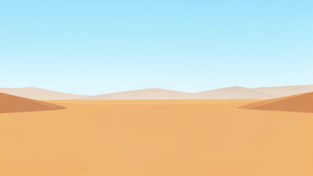 A vast, arid desert landscape stretching toward a distant, hazy horizon under a clear sky
