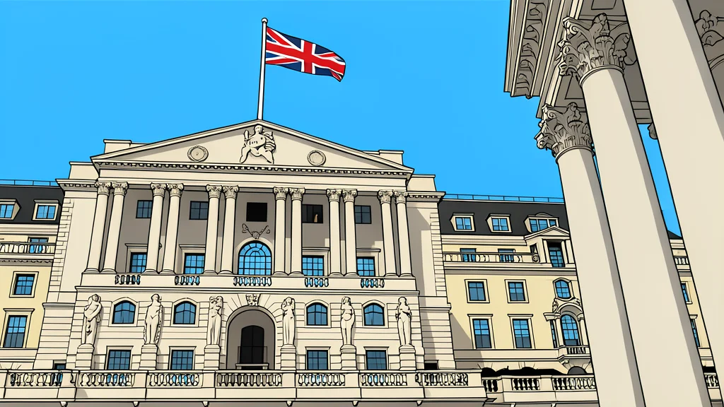A classical stone building with a clock tower and columns representing a central bank headquarters.