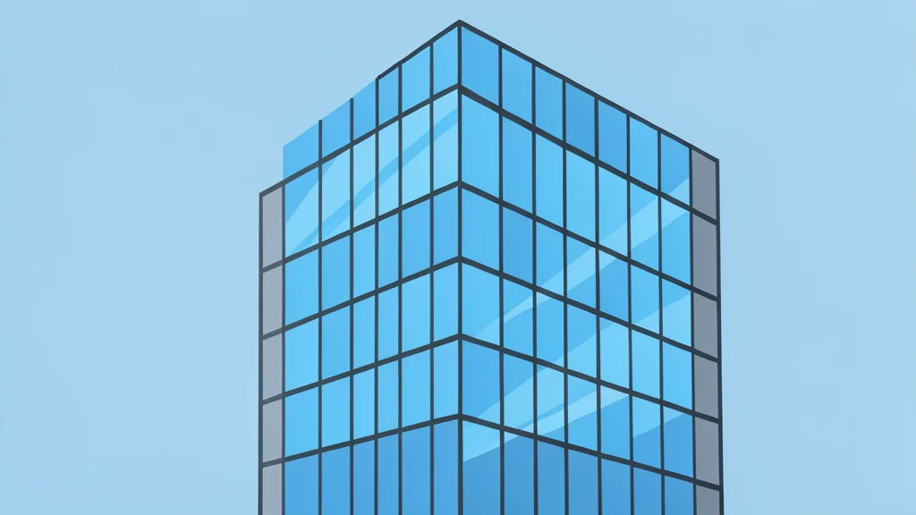 A modern glass skyscraper with a grid-like facade reflecting the sky