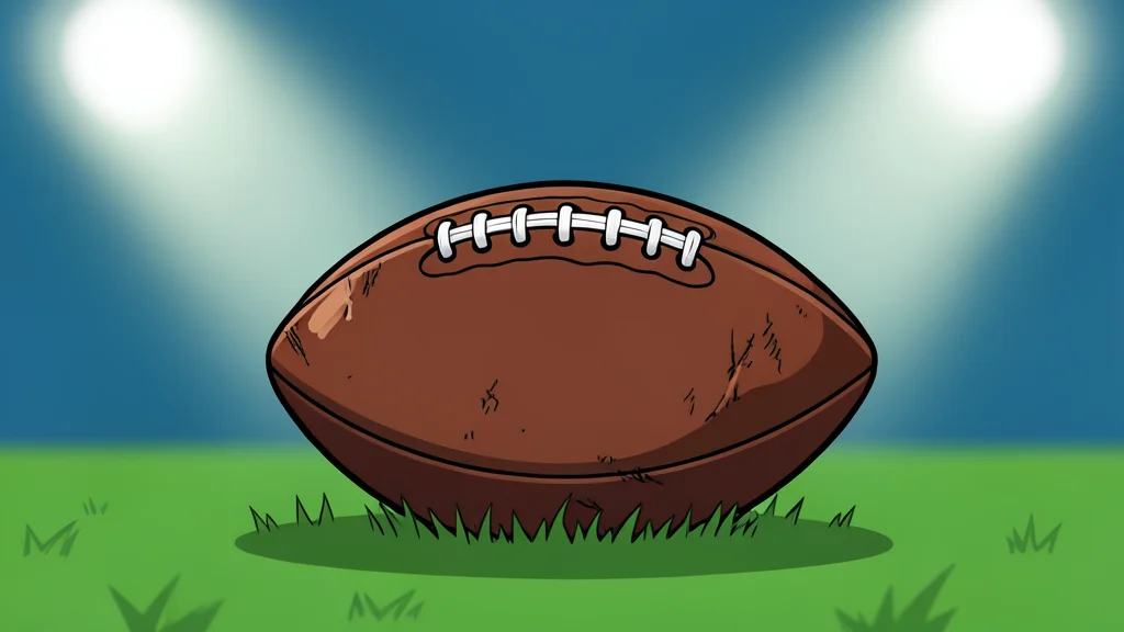 A flat vector illustration of a green football pitch with white lines and a goal net in the background.