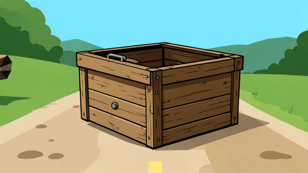A weathered wooden ballot box sitting on a dusty rural road
