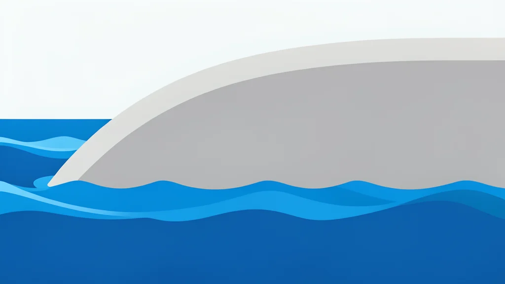 A large, curved concrete structure submerged in ocean water, with gentle waves rolling over its surface