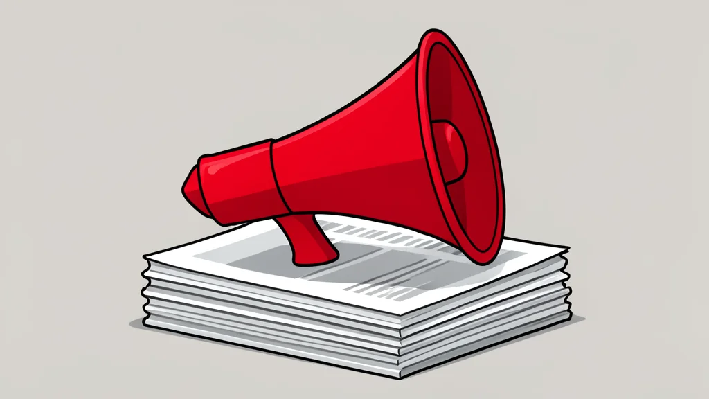 A megaphone resting on a stack of newspapers