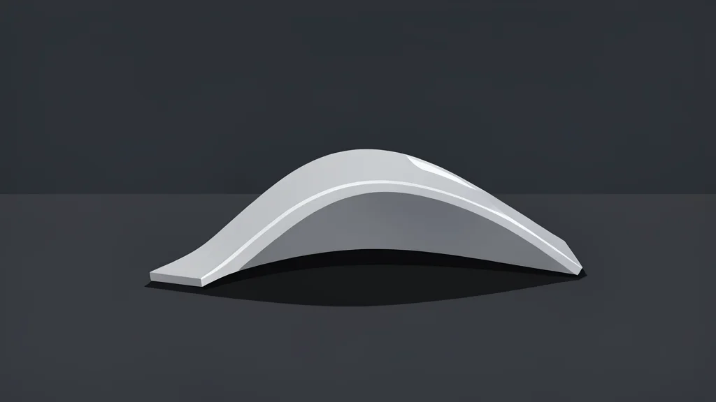 A polished metallic turbine blade resting on a dark workbench