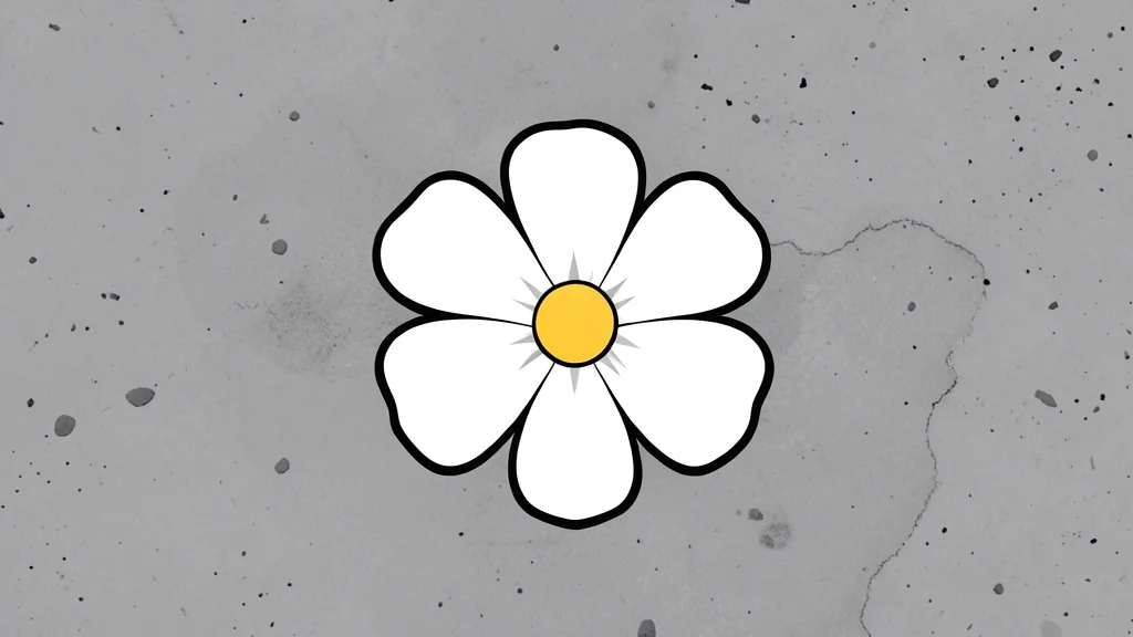 A single white flower resting on a rough concrete surface