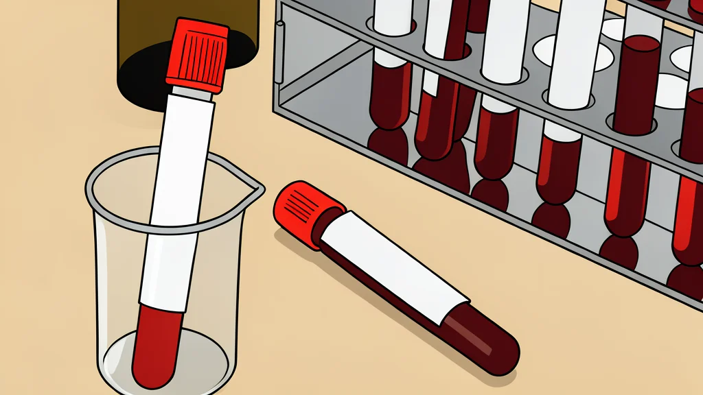 A glass vial containing clear liquid sits beside a stethoscope on a clean white surface.