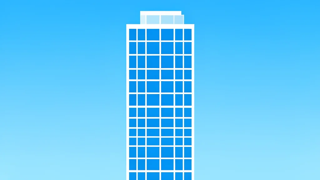A modern glass skyscraper reflecting a clear blue sky