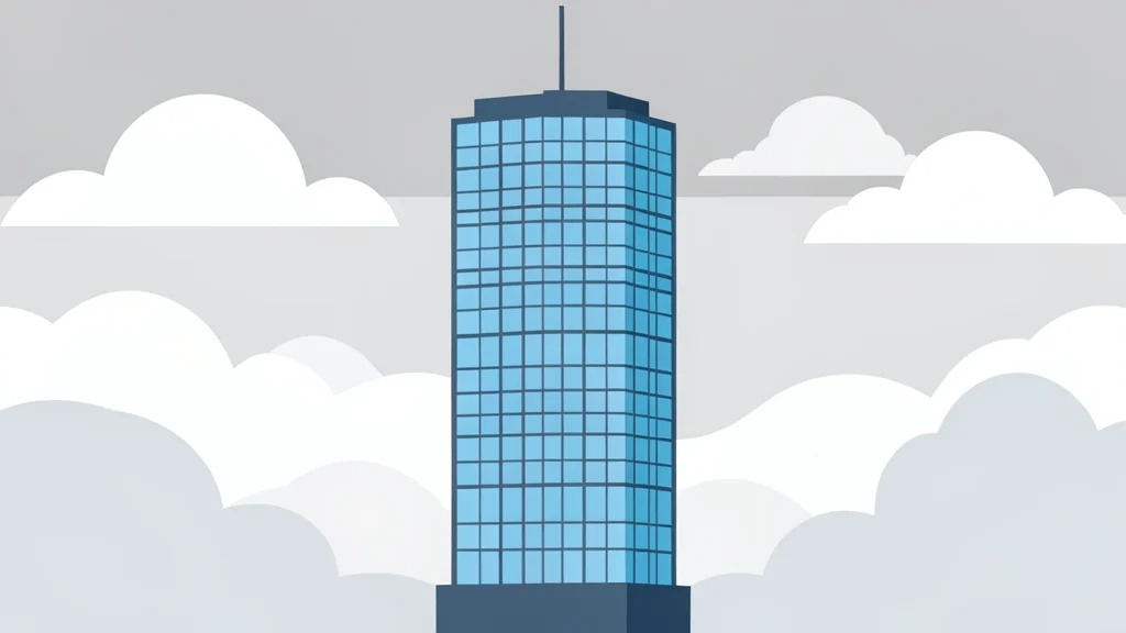 A large modern glass skyscraper standing against a cloudy sky