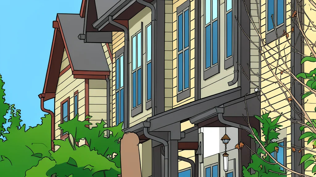 A modern suburban house exterior with a front door and windows