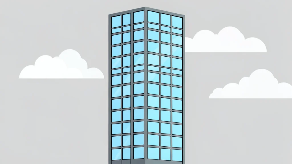 A modern glass skyscraper with a grid of windows reflecting the sky