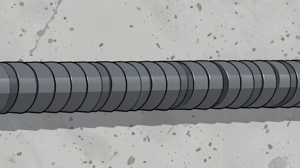 A bundle of steel rebar rods stacked on a wooden pallet in an industrial yard