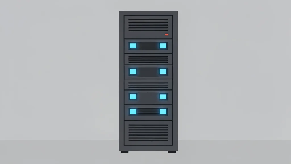 A sleek server rack with glowing blue lights