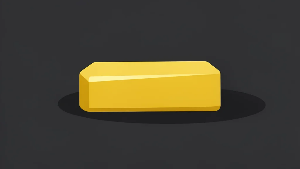 A single, polished gold bar resting on a dark, textured surface.