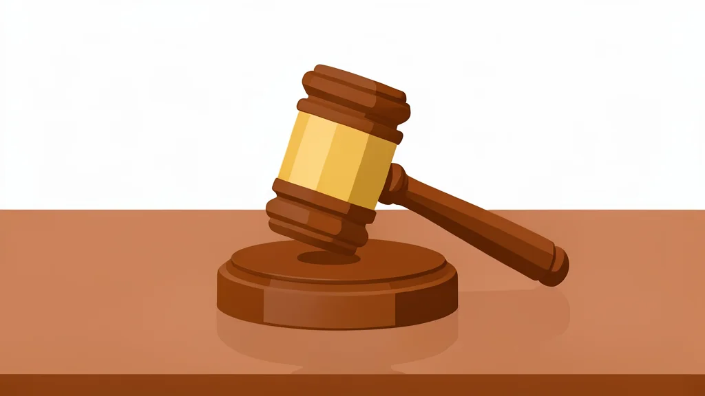 A wooden gavel resting on a polished desk surface