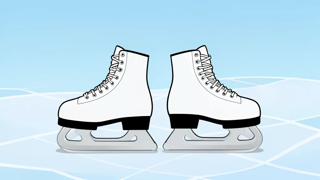 A pair of ice skates resting on a smooth, white ice surface
