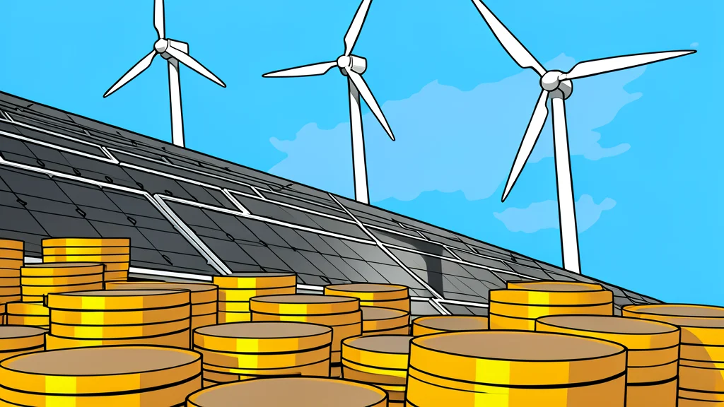 A flat vector illustration showing a solar panel array adjacent to a stack of recycled plastic pallets.