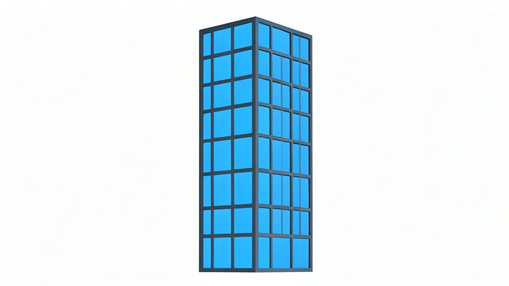 A modern glass skyscraper reflecting a clear blue sky