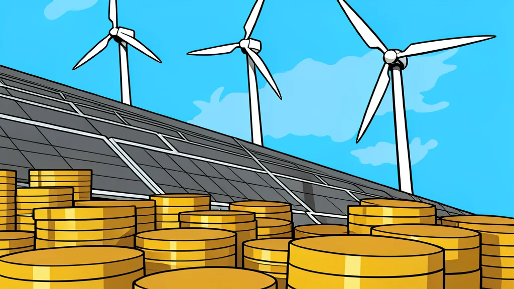 A flat vector illustration showing a solar panel array next to a stack of recycled plastic pallets.
