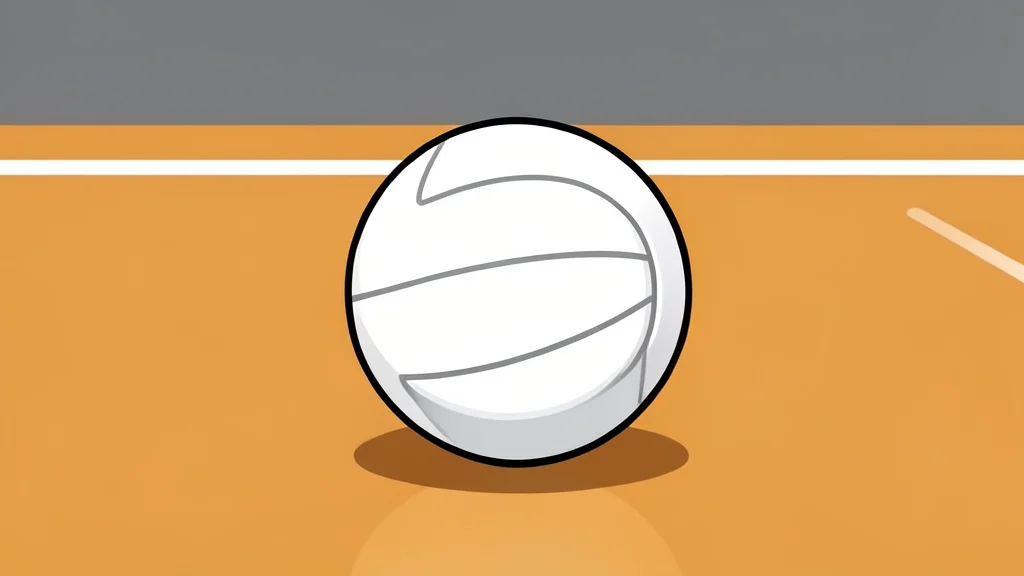 A white volleyball resting on a polished wooden gymnasium floor