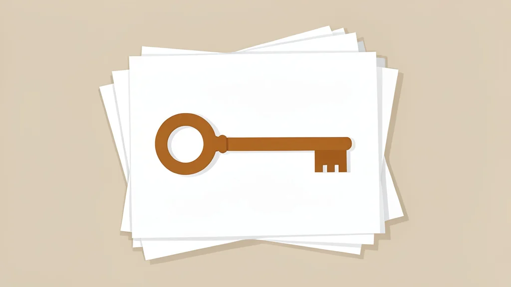 A wooden house key resting on a stack of paper documents