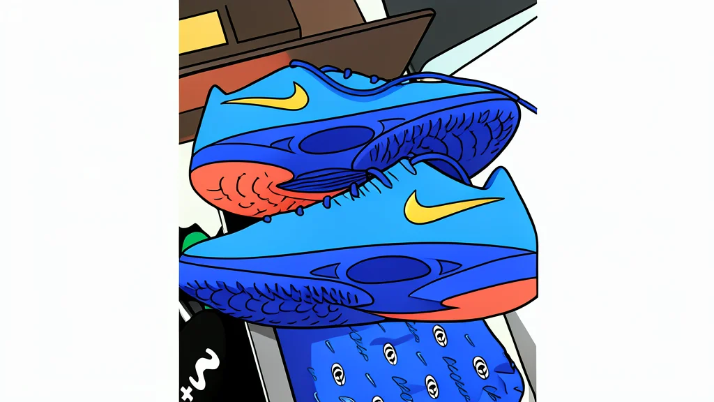 A pair of high-top athletic sneakers resting on a polished hardwood floor