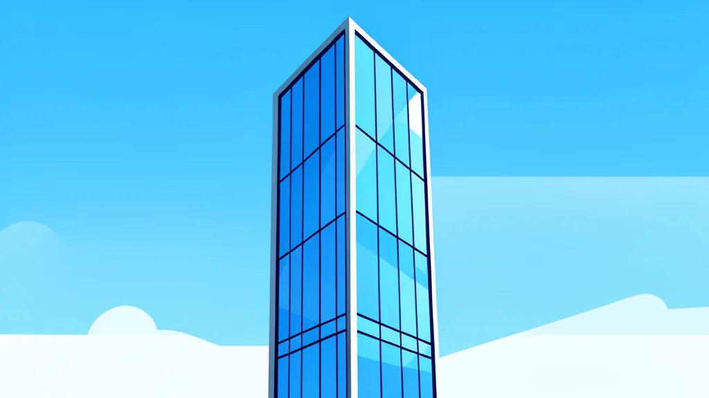 A modern glass skyscraper reflecting a clear blue sky