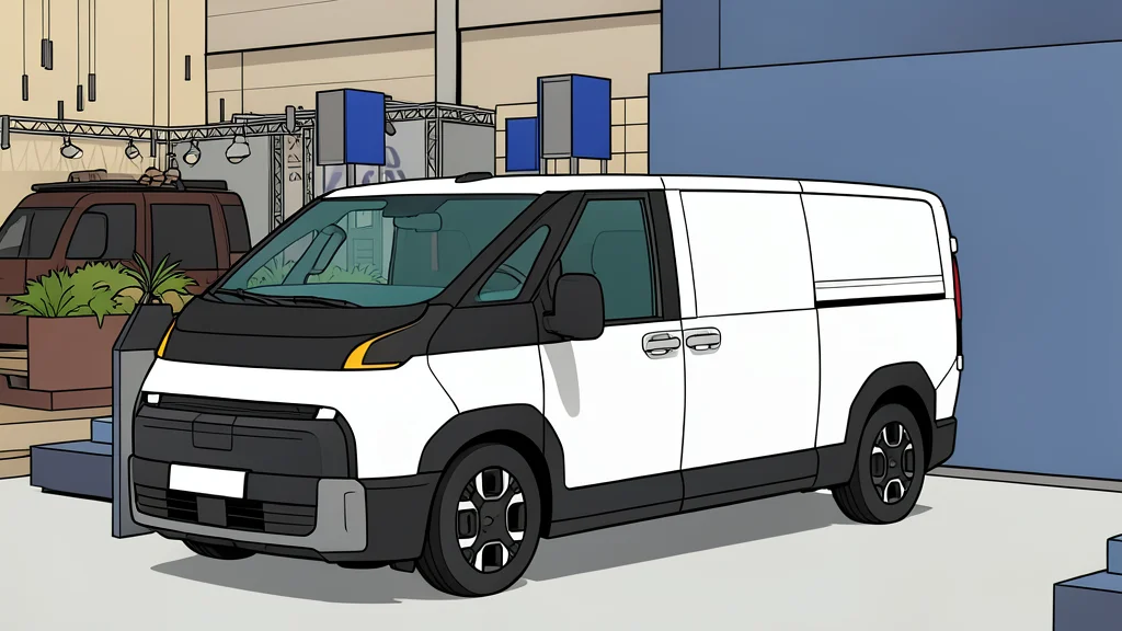 A white electric delivery van parked on a cobblestone street in a European city