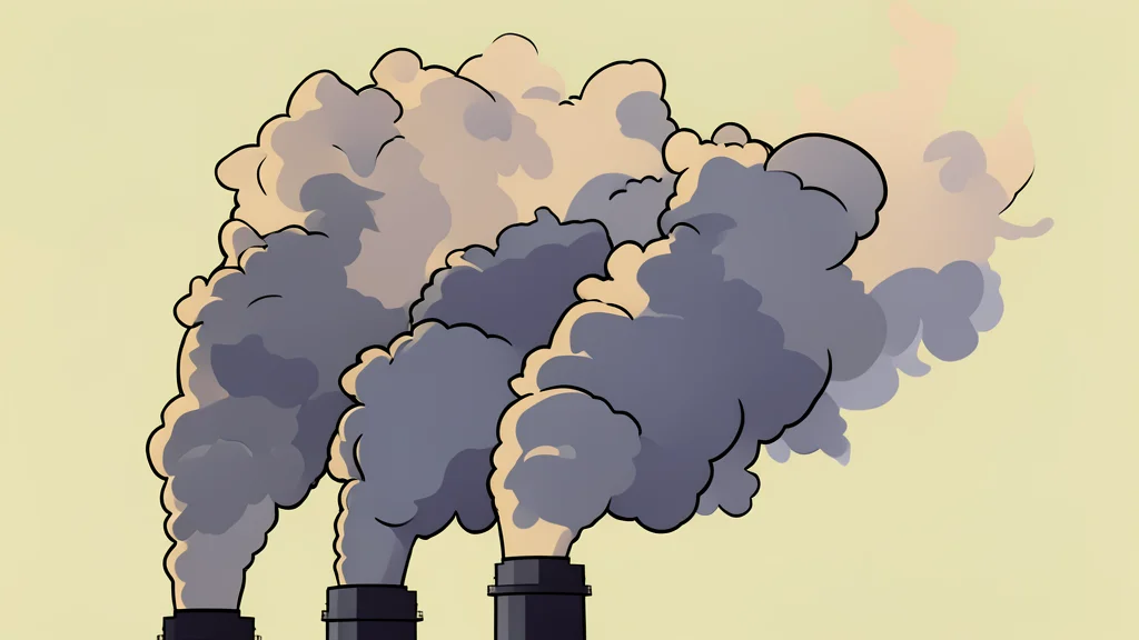 A large industrial smokestack releasing a plume of white steam against a clear blue sky