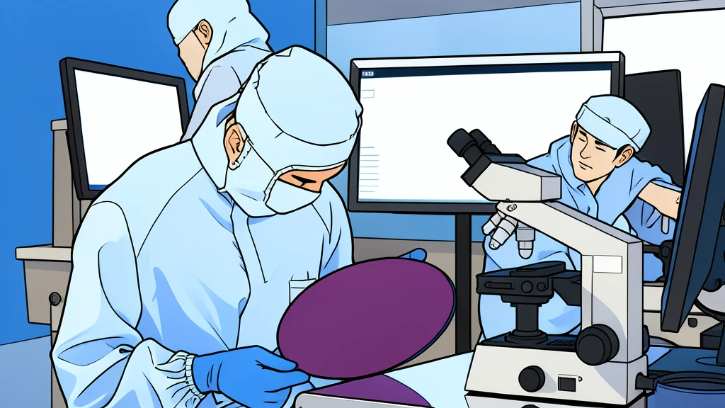 A polished silicon wafer resting on a cleanroom bench