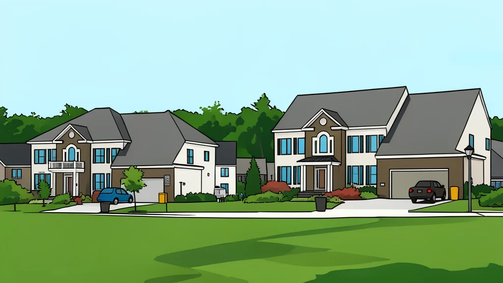 A suburban house exterior with a front door and windows