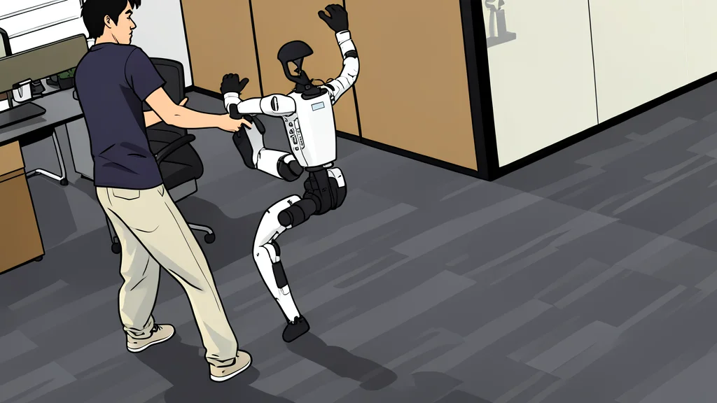 A bipedal humanoid robot standing in a laboratory setting