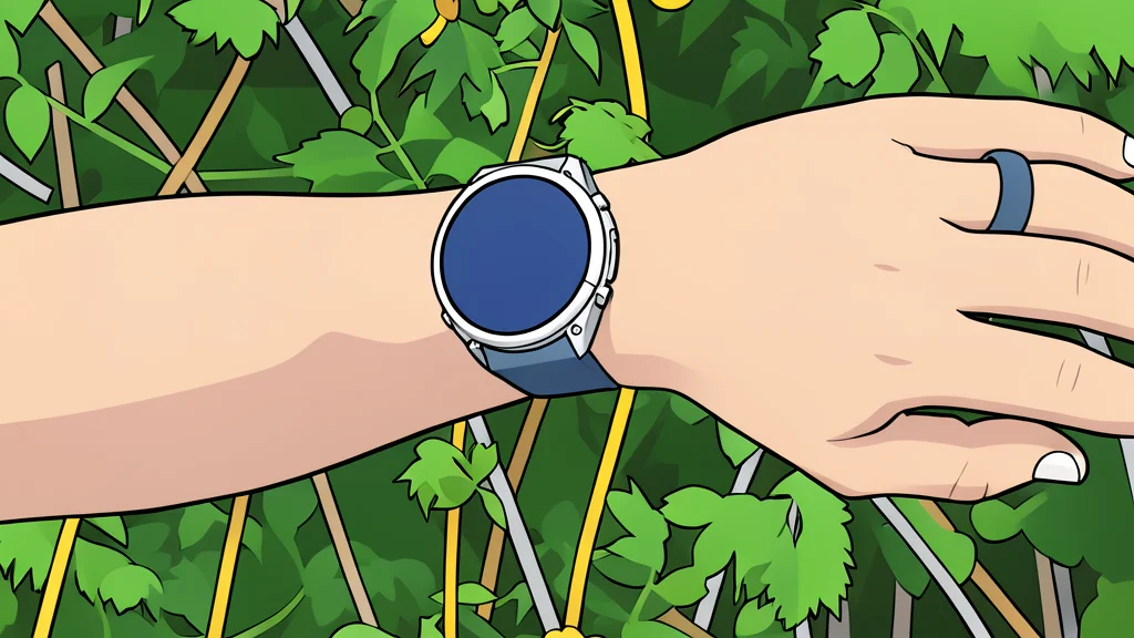 A rugged titanium wristwatch with a circular solar panel ring around the bezel, resting on a rocky trail surface.