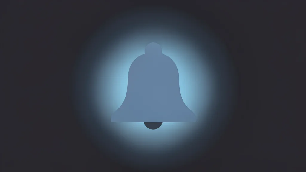 A digital notification bell icon glowing softly against a dark background
